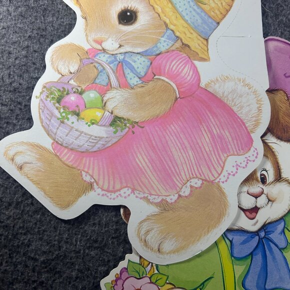 Vtg Easter Cardboard Die Cut Decor Lot of 3 Spring Bunnys Ducks Eggs Peeps - Picture 13 of 16